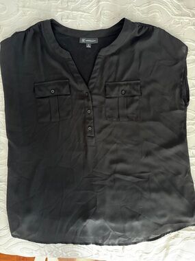Black Short-Sleeve Button Henley Shirt